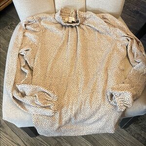 LOFT Leopard Print Balloon Sleeve Blouse Medium